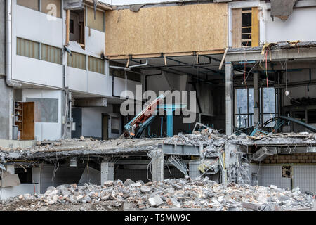 Télécabine Maschgenkamm démolition à Flumserberg, Suisse. Banque D'Images