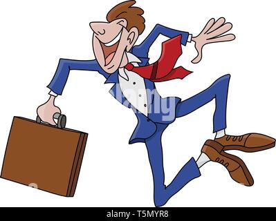 Cartoon businessman wearing a suit sautant en l'air heureux d'être promu vector illustration Illustration de Vecteur