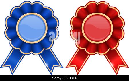 Insignes prix bleu et rouge Illustration de Vecteur