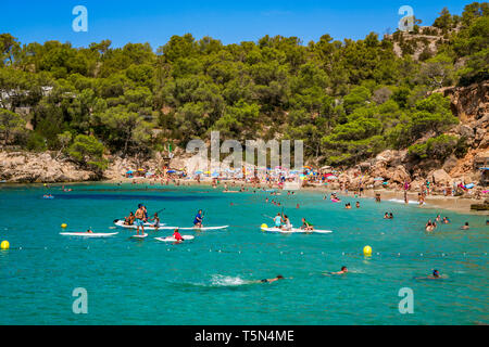 Plage Cala Saladeta. Sant Antoni de Portmany Municipalité. L'île d'Ibiza. Iles Baléares. Îles. Espagne Banque D'Images