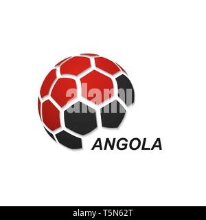 Bannière de football. Illustration Vecteur de résumé ballon de soccer avec des couleurs du drapeau national de l'Angola Illustration de Vecteur