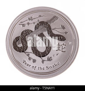 Pièce d'argent de l'Australie - année du serpent - l'un Dollar australien Banque D'Images