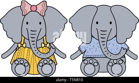 Quelques éléphants mignon vecteur illustration design personnages enfantins Illustration de Vecteur