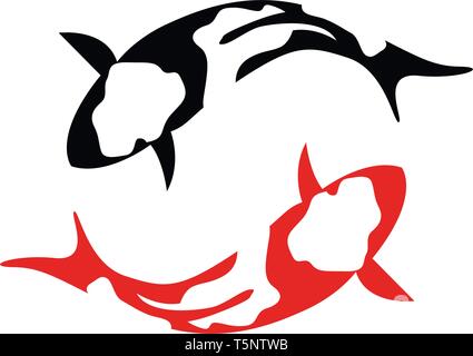 Logo symbole poissons koi et animal Illustration de Vecteur