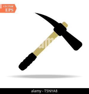 La construction, miner s'icône bleue d'un pic en métal avec un manche en bois pour creuser la terre, minerai, l'or, et des minéraux pour la réparation. La construction s'est réuni Illustration de Vecteur