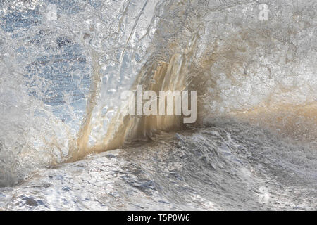 Le fracas des vagues en arrière-éclairé par le soleil du matin Banque D'Images