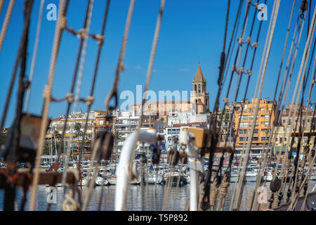 Moorings bateau corde, poulie corde Banque D'Images