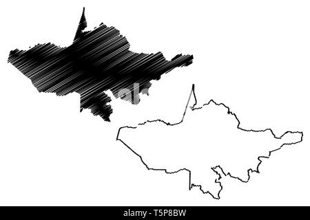 Région d'Andijan (République d'Ouzbékistan, les régions de l'Ouzbékistan) map vector illustration, croquis gribouillis d'Andijon viloyati site Illustration de Vecteur