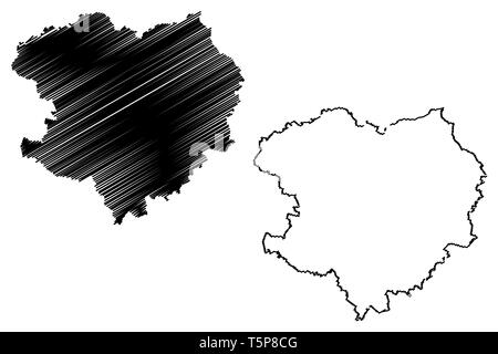 Oblast de Kharkiv (divisions administratives de l'Ukraine, des régions de l'Ukraine) map vector illustration, croquis Gribouillage à l'Kharkivshchyna site Illustration de Vecteur