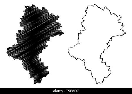 Voïvodie de Silésie (divisions administratives de la Pologne, de Pologne Voïvodies) map vector illustration gribouillage, croquis Silésie Province localisation Illustration de Vecteur