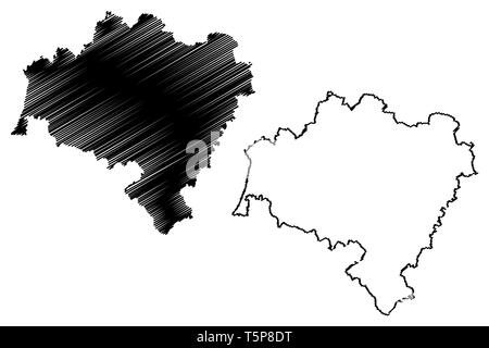 Basse-silésie (divisions administratives de la Pologne, de Pologne Voïvodies) map vector illustration gribouillage, croquis Dolnoslaskie Bauvin Illustration de Vecteur