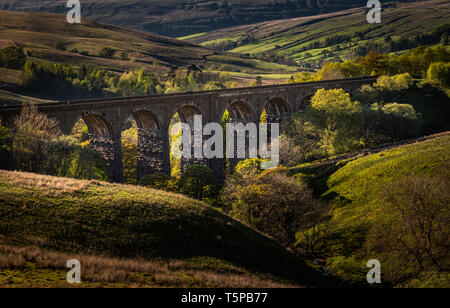 À la tête de dent sur viaduc avec la fin de l'après-midi la lumière sur la vallée. Banque D'Images