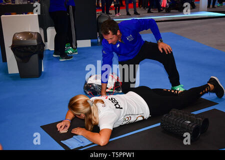ExCeL London, UK. 26 avr 2019. Marathon de Londres 2019 Exposition - ExCeL London le 26 avril 2019, Londres, Royaume-Uni. Credit Photo : Alamy/Capital Live News Banque D'Images