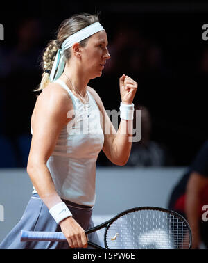 Stuttgart, Allemagne. Apr 26, 2019. Tennis : WTA-Tour - Grand Prix Porsche Stuttgart, des célibataires, des femmes, des quarts de finale, Azarenka (Bélarus) - Kontaveit (Estonie). Victoria Azarenka est de répondre. Credit : Marijan Murat/dpa/Alamy Live News Banque D'Images