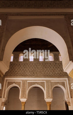 Vieille école islamique d'Ali Medersa Ben Youssef à Marrakech, Maroc. Banque D'Images