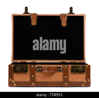 Valise ouverte vide isolé sur fond blanc Banque D'Images