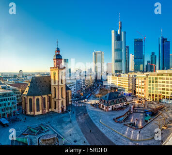 Frankfurt Hauptwache et Plaza vue aérienne matin Banque D'Images