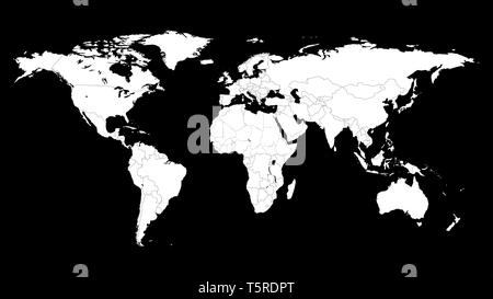 Carte politique du monde modèle. Woldmap avec fond frontières pays modifiable Illustration de Vecteur