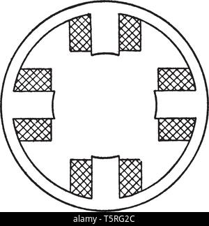 Le démarreur est un dispositif utilisé pour faire tourner un moteur à combustion interne afin de lancer l'opération des moteurs par ses propres moyens, tirer la ligne vintage Illustration de Vecteur