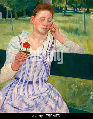 Mary Cassatt, Woman with a Red Zinnia, peinture, 1891 Banque D'Images