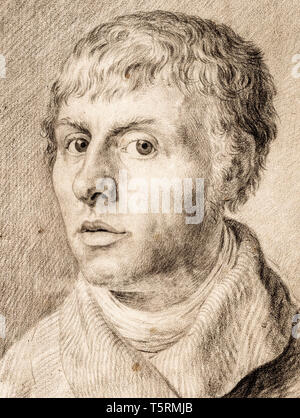 Caspar David Friedrich (1774-1840), Self Portrait, dessin 1800 Banque D'Images