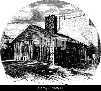 Shack est la plus ancienne maison situé dans la st. Louis Missouri,il a été construit en 1874 vintage le schéma. Illustration de Vecteur