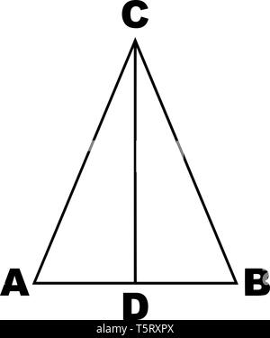 C'est une image qui montre un triangle isocèle. En deux triangles, les deux côtés de la ligne de CD a été divisé en deux triangles, tirer la ligne vintage Illustration de Vecteur
