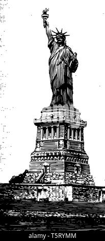 Statue de la liberté est une figure d'une femme représentant la libertas qui est maintenant flambeau dans sa main droite. Statue est une icône de la liberté vintage ligne d Illustration de Vecteur