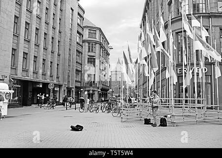 RIGA, Lettonie - août 28, 2018 : Avis de Valnu Street Banque D'Images