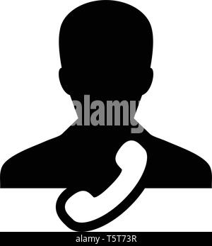 Vecteur icône de réception de l'utilisateur profil personne de sexe masculin avatar avec symbole de téléphone pour contacter des entreprises et de la communication en couleur plate pictogramme glyphe illustrat Illustration de Vecteur