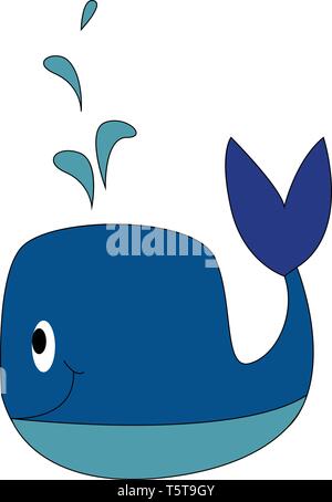 Rorqual bleu smiling vector illustration sur fond blanc. Illustration de Vecteur