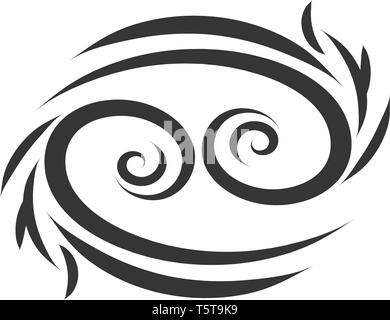 Horoscope cancer noir de base sign vector illustration sur fond blanc. Illustration de Vecteur