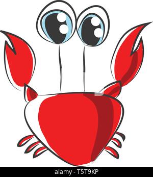 Cartoon vector illustration de crabe rouge sur fond blanc. Illustration de Vecteur