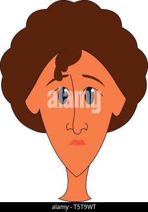 Triste fille aux cheveux bouclés vector illustration sur fond blanc. Illustration de Vecteur