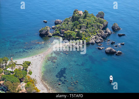 Taormina - la belle petite île Isola Bella. Banque D'Images