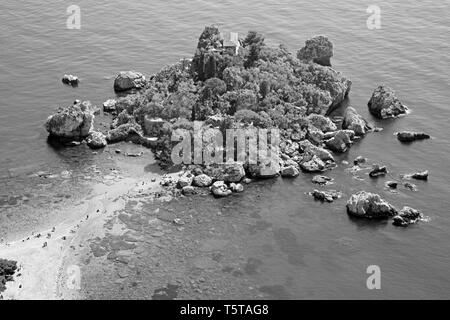 Taormina - la belle petite île Isola Bella. Banque D'Images