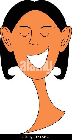 Un cartoon skinny girl avec les grandes oreilles en portrait hairstyle rit tandis que les yeux fermés vector dessin en couleur ou de l'illustration Illustration de Vecteur