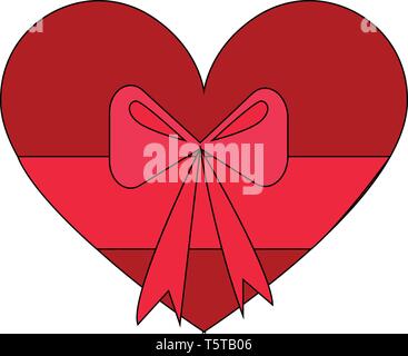 Red Heart-shaped box actuelle avec noeud rose vector illustration sur fond blanc Illustration de Vecteur