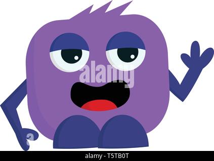 Bleu et violet monster forme vector illustration sur fond blanc Illustration de Vecteur