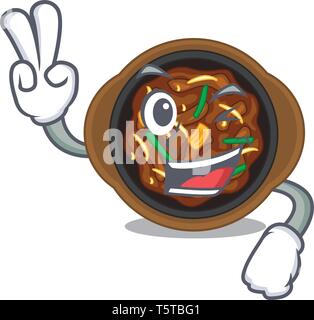 Bulgogi deux doigts dans un bol de la caricature Illustration de Vecteur
