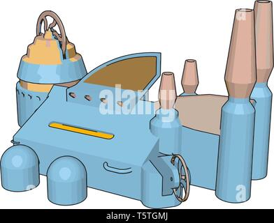 Illustration 3D de vecteur d'un bâtiment de fabrication bleu fond blanc Illustration de Vecteur