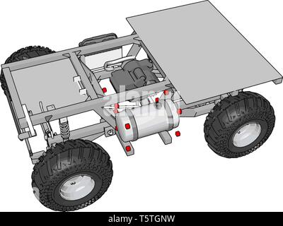 La construction du véhicule de transport gris simple avec la plate-forme vector illustration sur fond blanc Illustration de Vecteur