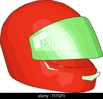 Casque de moto rouge et vert sur fond blanc d'illustration vectorielle Illustration de Vecteur