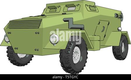 Illustration 3D de vecteur sur fond blanc d'un véhicule militaire blindé vert Illustration de Vecteur