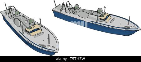 3D illustration de deux navires de l'armée bleue vector illustration sur fond blanc Illustration de Vecteur