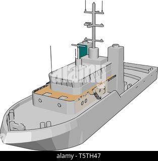 Vetor simple illustration d'un navire de combat de la marine blanc fond blanc Illustration de Vecteur