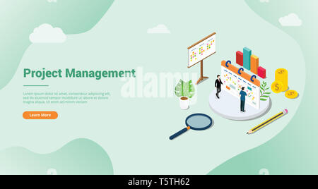 3D isométrique concept de gestion de projet pour le site web modèles de bannière de page d'accueil ou à l'atterrissage - vector illustration Banque D'Images