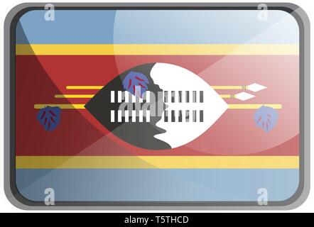 Vector illustration of Swaziland drapeau sur fond blanc. Illustration de Vecteur