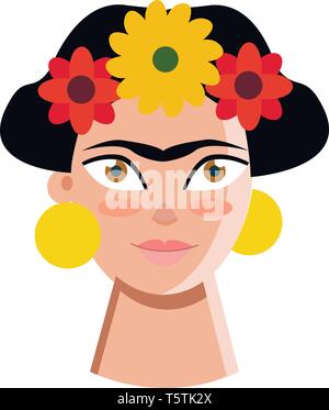 Autoportrait de Frida Kahlo ou vecteur illustration couleur Illustration de Vecteur