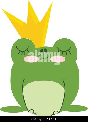 Roi vert grenouille avec couronne ou vecteur illustration couleur Illustration de Vecteur